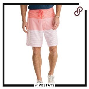 SOUTHERN TIDE Men's Verigated Stripe Water Short Red/Pink/White Size Medium
